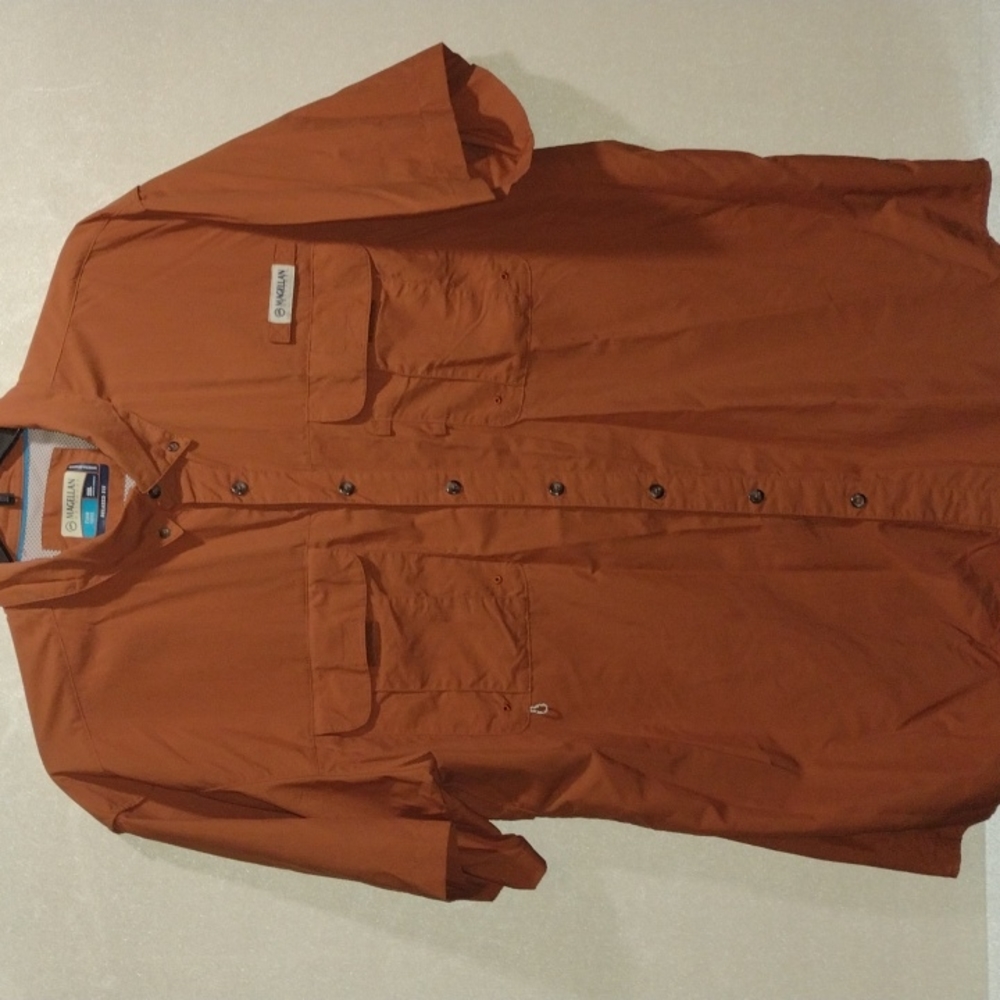 Magellan Fish Gear Shirt 2X Mens Orange Relaxed Fit Vented Short Sleeve NWOT